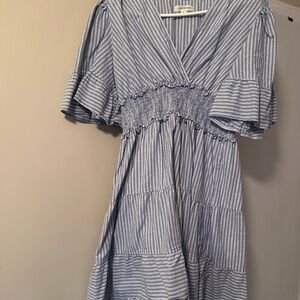 Max Studio Striped V-Neck Dress